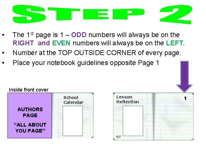 • • • The 1 st page is 1 – ODD numbers will