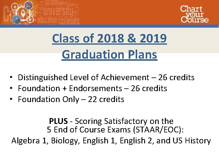 Class of 2018 & 2019 Graduation Plans • Distinguished Level of Achievement – 26