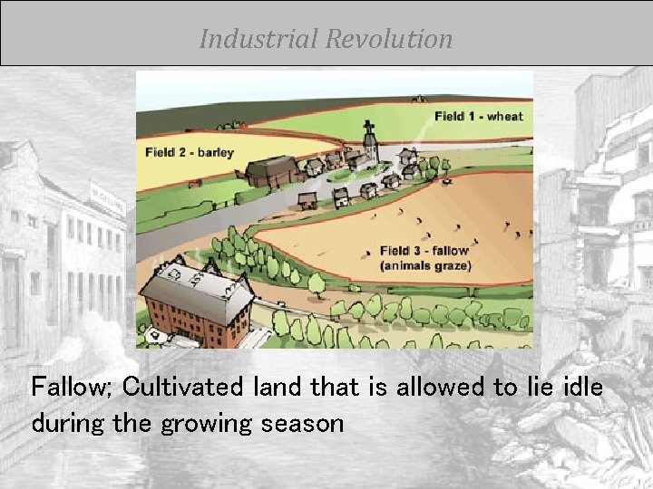 Industrial Revolution Fallow; Cultivated land that is allowed to lie idle during the growing