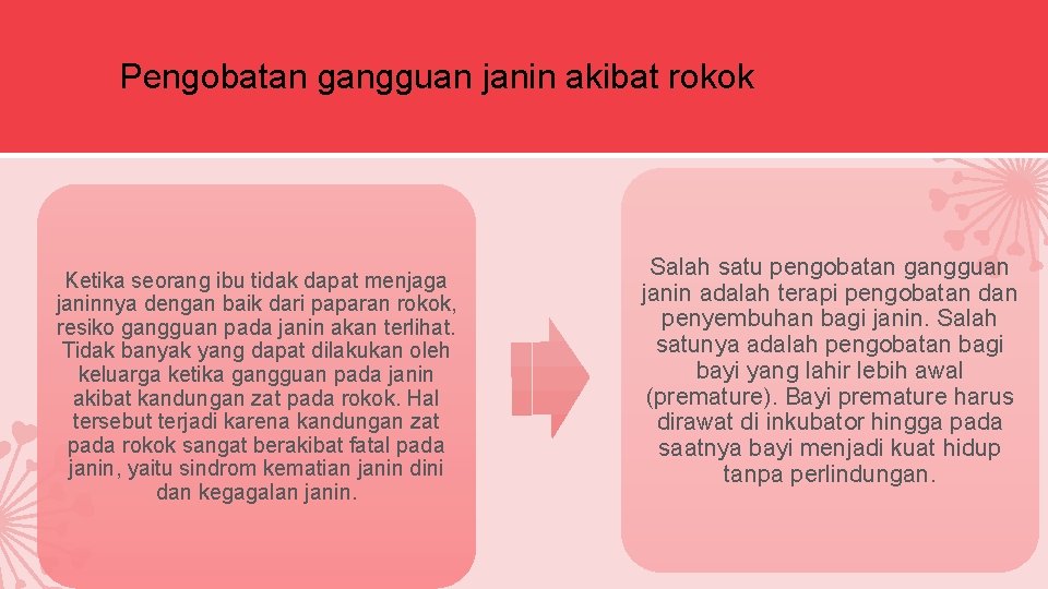 Pengobatan gangguan janin akibat rokok Ketika seorang ibu tidak dapat menjaga janinnya dengan baik