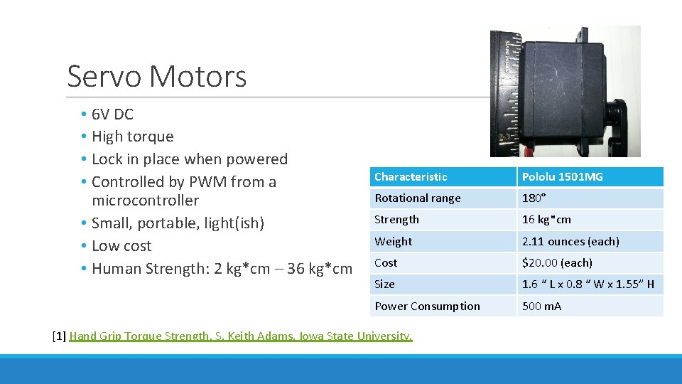 Servo Motors • 6 V DC • High torque • Lock in place when