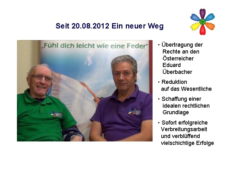 Seit 20. 08. 2012 Ein neuer Weg • Übertragung der Rechte an den Österreicher