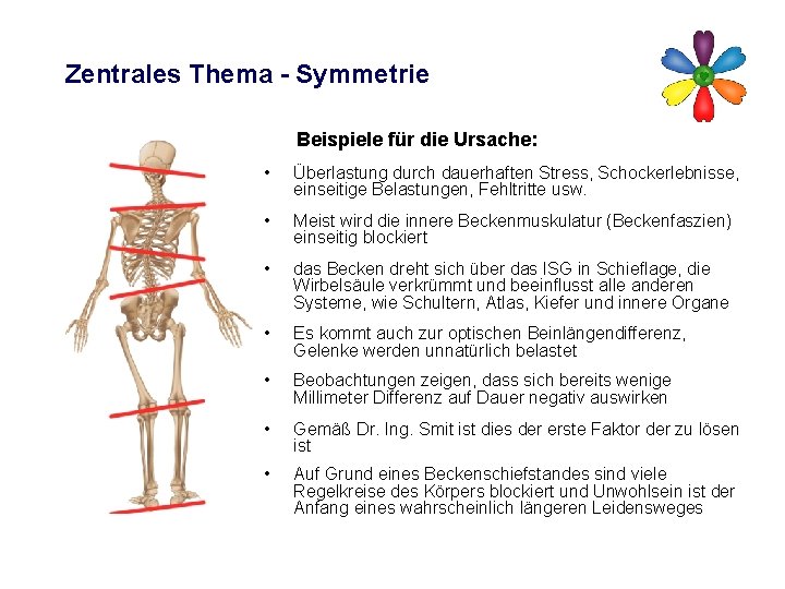 Zentrales Thema - Symmetrie Beispiele für die Ursache: • Überlastung durch dauerhaften Stress,