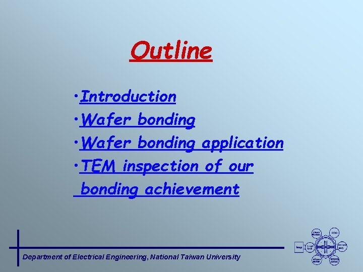Outline • Introduction • Wafer bonding application • TEM inspection of our bonding achievement