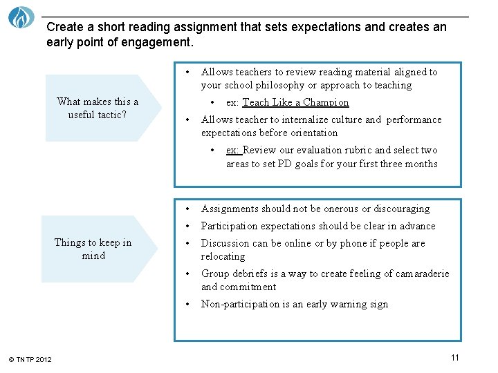 Create a short reading assignment that sets expectations and creates an early point of