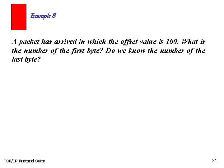 Example 8 A packet has arrived in which the offset value is 100. What