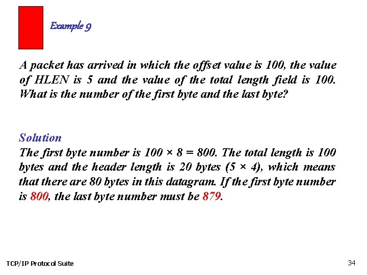 Example 9 A packet has arrived in which the offset value is 100, the