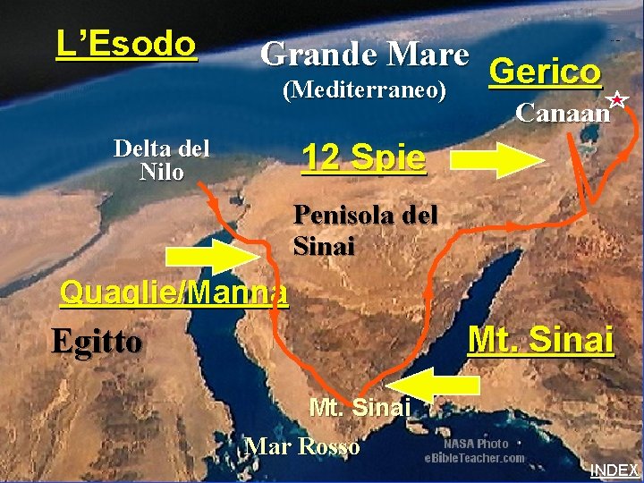 Grande Mare Gerico (Mediterraneo) Exodus Major Events Map L’Esodo Canaan Delta del Nilo 12