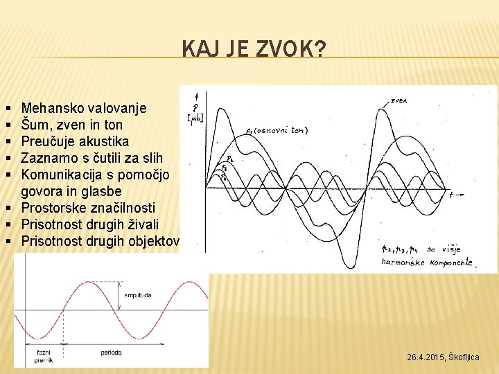 KAJ JE ZVOK? § § § Mehansko valovanje Šum, zven in ton Preučuje akustika