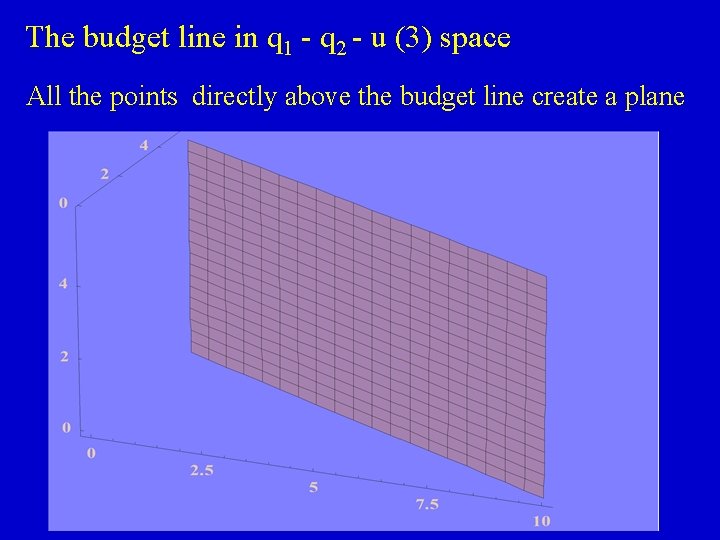 The budget line in q 1 - q 2 - u (3) space All