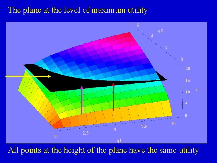 The plane at the level of maximum utility All points at the height of