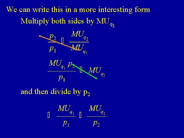 We can write this in a more interesting form Multiply both sides by MUq