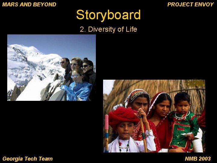 MARS AND BEYOND Storyboard PROJECT ENVOY 2. Diversity of Life Georgia Tech Team NMB