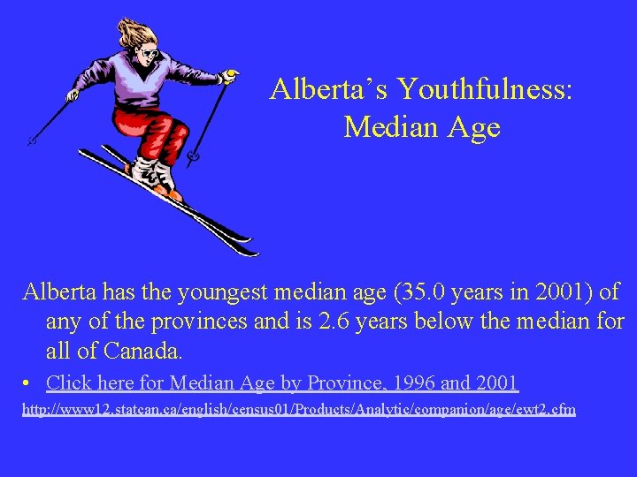 Alberta’s Youthfulness: Median Age Alberta has the youngest median age (35. 0 years in