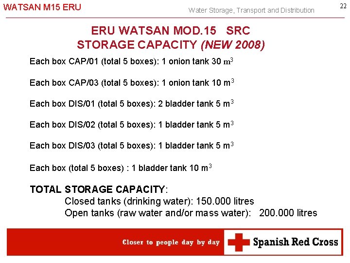 WATSAN M 15 ERU Water Storage, Transport and Distribution ERU WATSAN MOD. 15 SRC