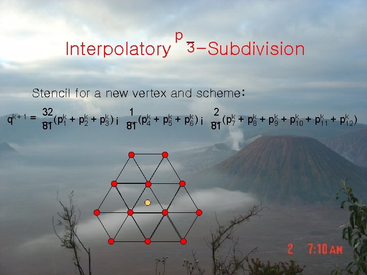 Interpolatory p 3 -Subdivision Stencil for a new vertex and scheme: qk + 1