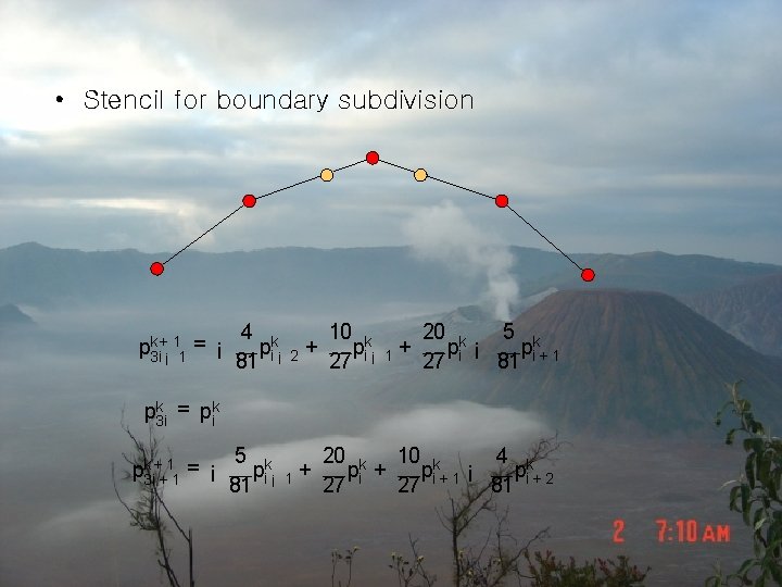  • Stencil for boundary subdivision k+ 1 = ¡ p 3 i ¡