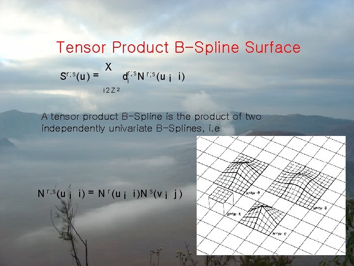 Tensor Product B-Spline Surface Sr ; s (u) = X dri ; s N