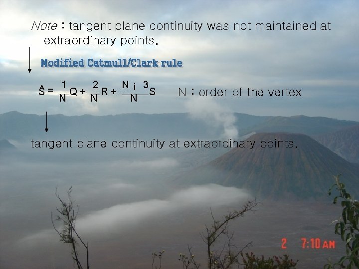 Note : tangent plane continuity was not maintained at extraordinary points. 1 2 N