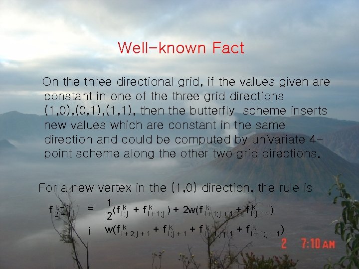 Well-known Fact On the three directional grid, if the values given are constant in