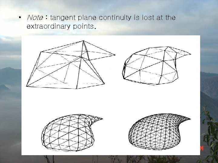  • Note : tangent plane continuity is lost at the extraordinary points. 