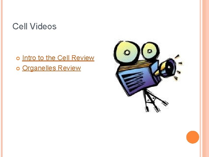 Cell Videos Intro to the Cell Review Organelles Review 