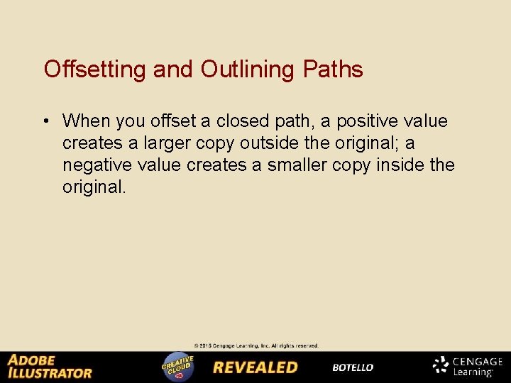 Offsetting and Outlining Paths • When you offset a closed path, a positive value