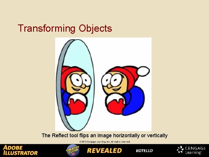 Transforming Objects The Reflect tool flips an image horizontally or vertically 