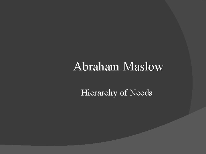 Abraham Maslow Hierarchy of Needs 