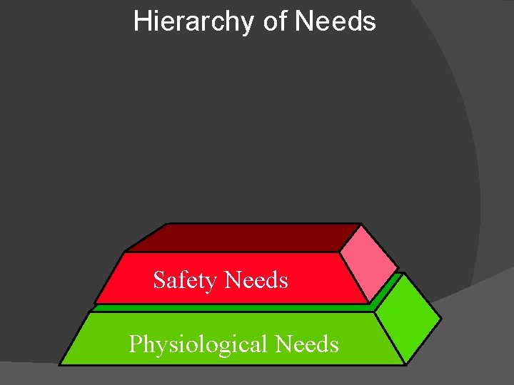 Hierarchy of Needs Safety Needs Physiological Needs 