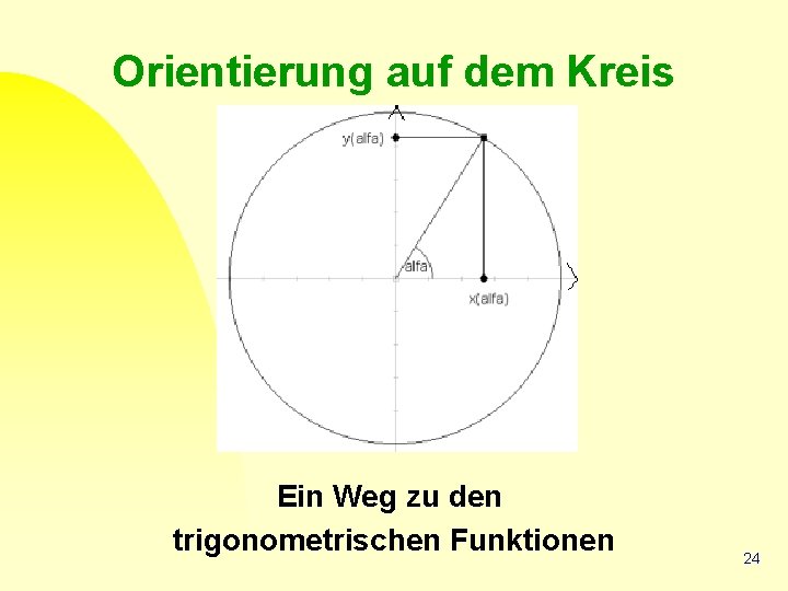 Orientierung auf dem Kreis Ein Weg zu den trigonometrischen Funktionen 24 