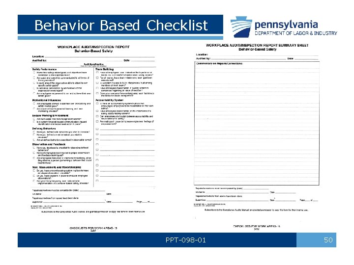 Behavior Based Checklist PPT-098 -01 50 