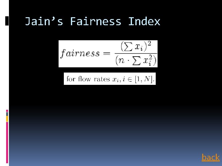 Jain’s Fairness Index back 