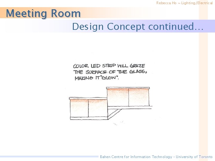 Meeting Room Rebecca Ho ~ Lighting/Electrical Design Concept continued… Bahen Centre for Information Technology