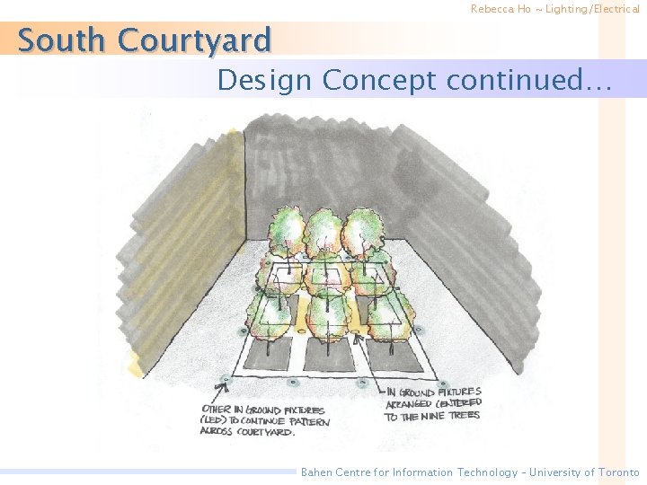 South Courtyard Rebecca Ho ~ Lighting/Electrical Design Concept continued… Bahen Centre for Information Technology