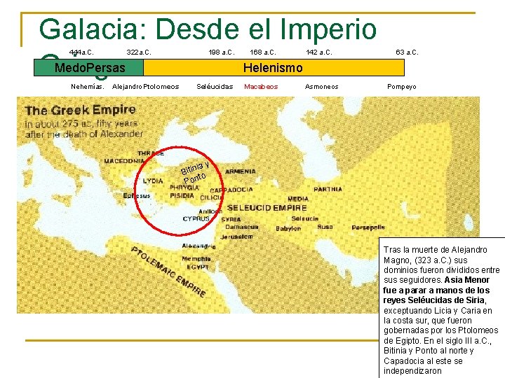Galacia: Desde el Imperio Medo. Persas Helenismo Griego 444 a. C. Nehemías. 322 a.