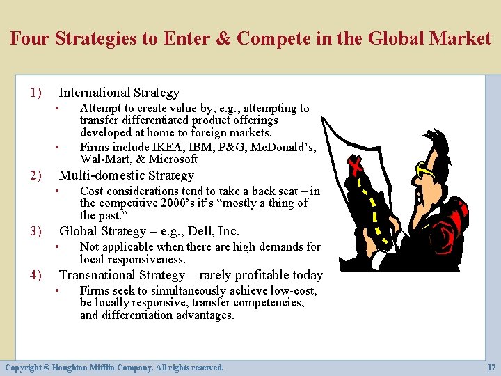 Four Strategies to Enter & Compete in the Global Market 1) International Strategy •