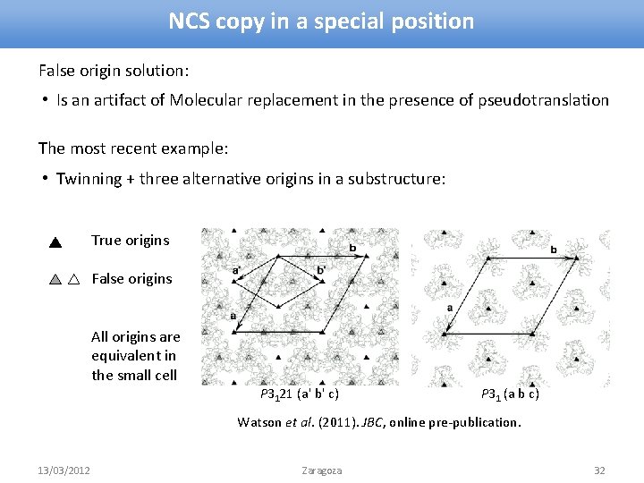 NCS copy in a special position False origin solution: • Is an artifact of