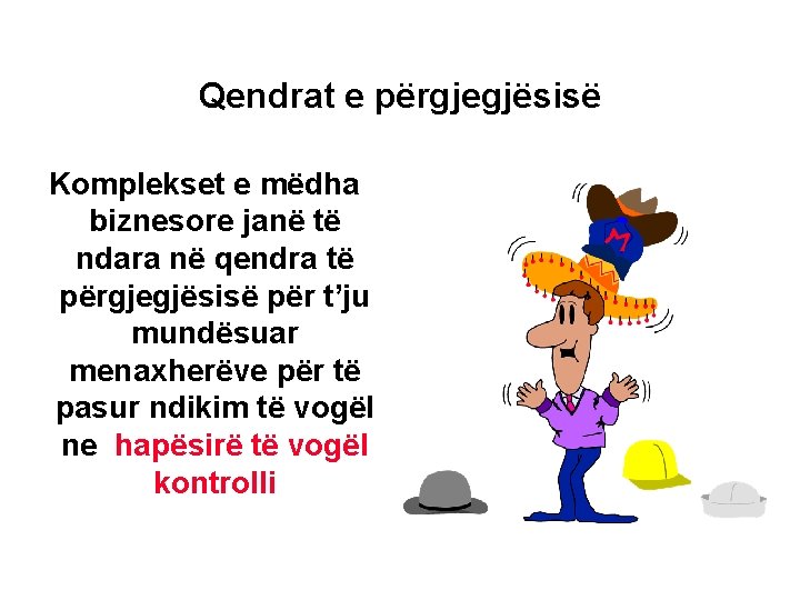 Qendrat e përgjegjësisë Komplekset e mëdha biznesore janë të ndara në qendra të përgjegjësisë