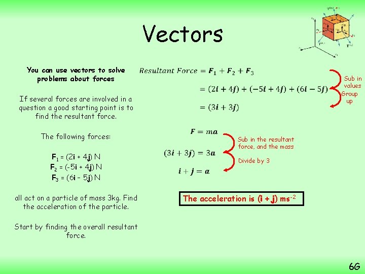 Vectors You can use vectors to solve problems about forces If several forces are