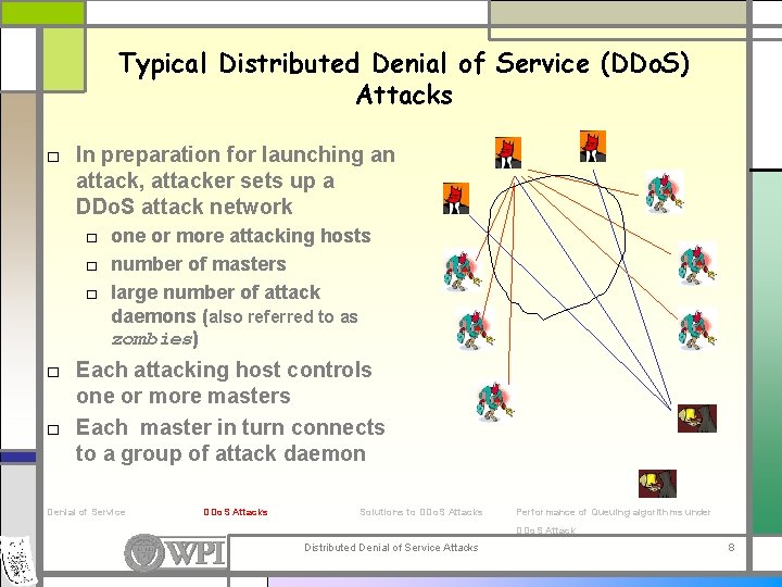 Typical Distributed Denial of Service (DDo. S) Attacks □ In preparation for launching an