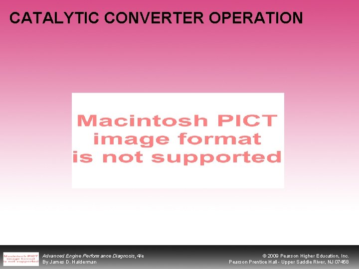 CATALYTIC CONVERTER OPERATION Advanced Engine Performance Diagnosis, 4/e By James D. Halderman © 2009