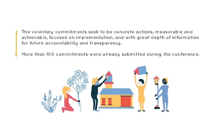 The voluntary commitments seek to be concrete actions, measurable and achievable, focused on implementation,