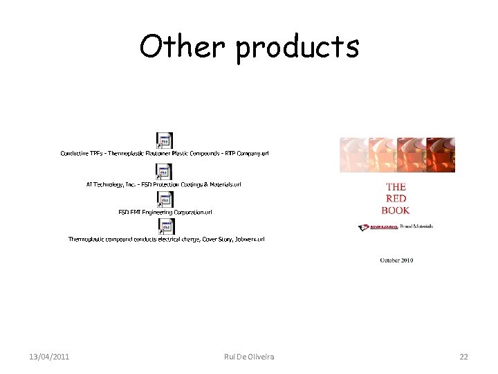 Other products 13/04/2011 Rui De Oliveira 22 