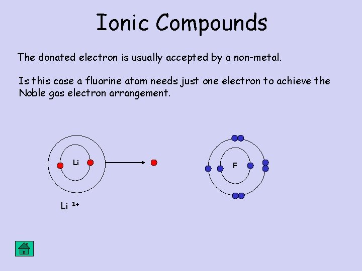 Ionic Compounds The donated electron is usually accepted by a non-metal. Is this case