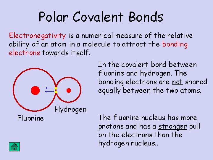 Polar Covalent Bonds Electronegativity is a numerical measure of the relative ability of an