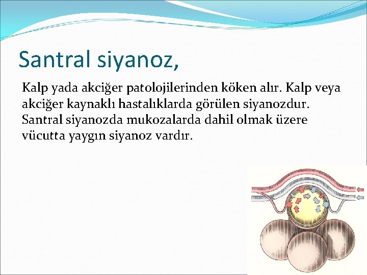 Santral siyanoz, Kalp yada akciğer patolojilerinden köken alır. Kalp veya akciğer kaynaklı hastalıklarda görülen