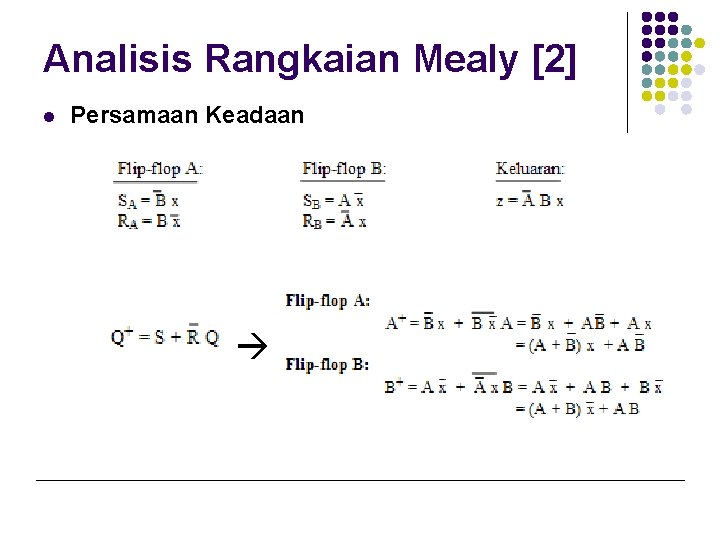 Analisis Rangkaian Mealy [2] l Persamaan Keadaan 