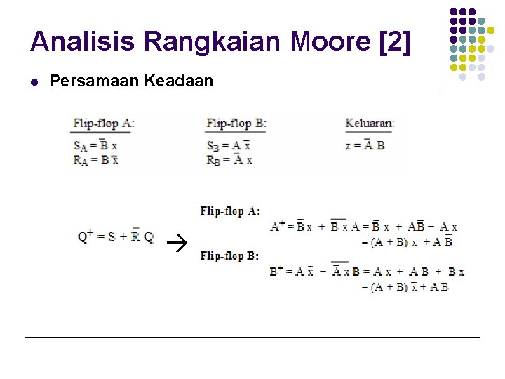 Analisis Rangkaian Moore [2] l Persamaan Keadaan 