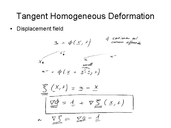 Tangent Homogeneous Deformation • Displacement field Tangent Homogeneous Deformation • Displacement field